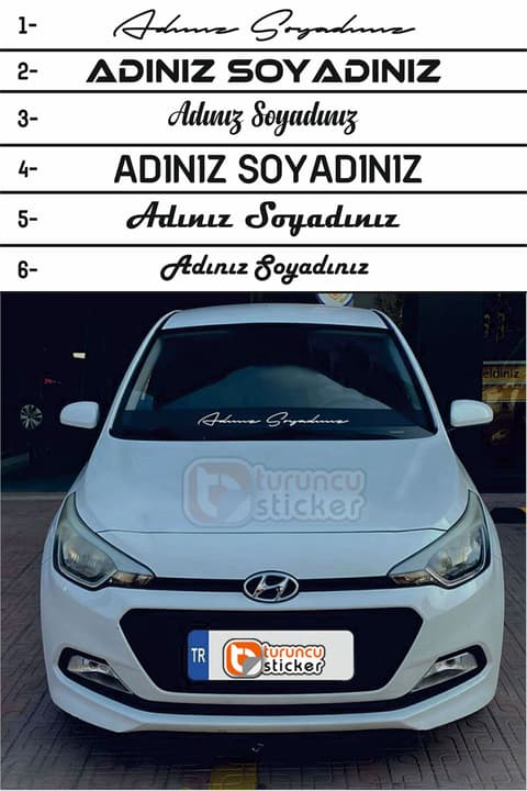 Ad Soyad Araç Sticker-İsim Soyisim Araba Yazısı-Araç Sticker-Ön Cam Araba Yazısı-Motosiklet Sticker ADSYD
