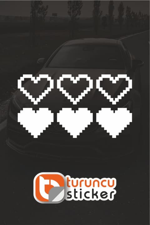 Kalp (Heart) Dolu ve Boş Set Sticker Etiket 5x4 cm – Araç – Motor – Laptop - Kask Etiket Sticker