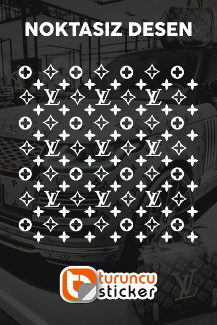 LV Desen Noktasız Sticker 25x25 Cm  - Araç -Motor - Laptop - Kask Etiket